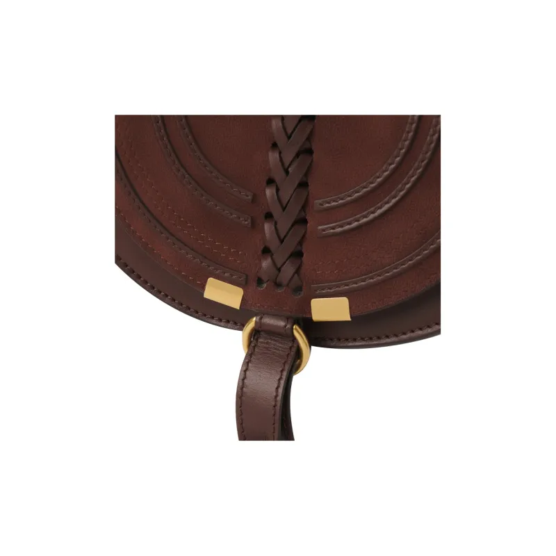 Chloe Marcie Suede Calfskin Saddle Bag Shoulder Bag Crossbody Bag Small Size Women's Burgundy-3