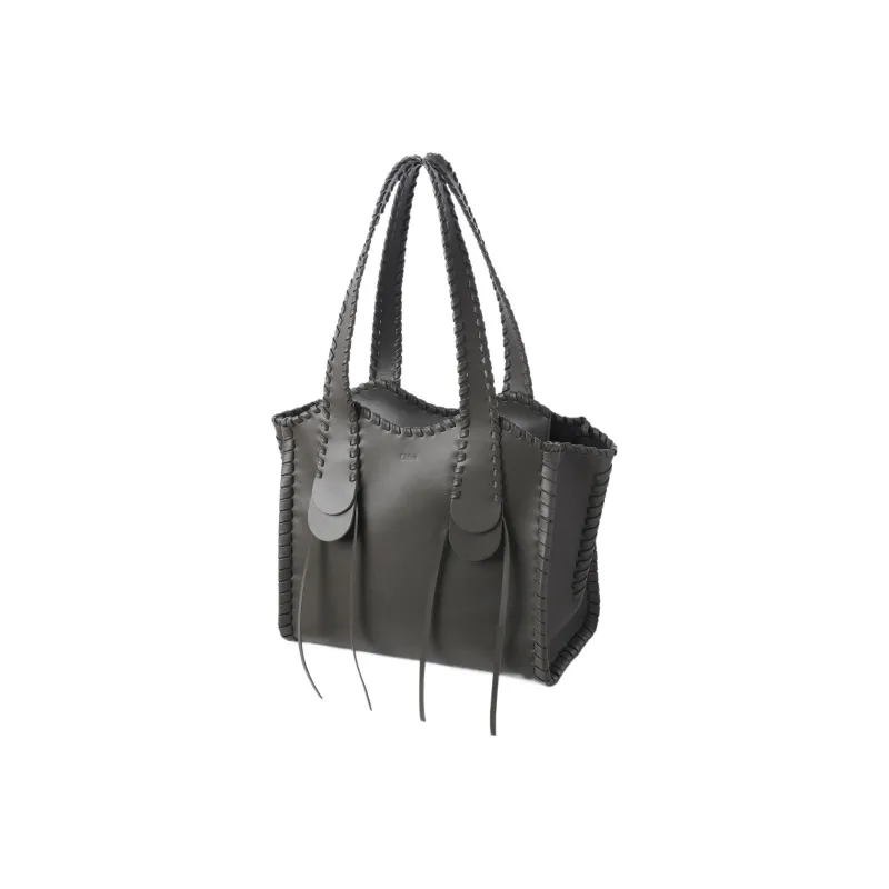 Chloe Mony Shiny Calfskin Tote Bag Shopping Bag Handbag Medium Size Women's Elephant Gray-1
