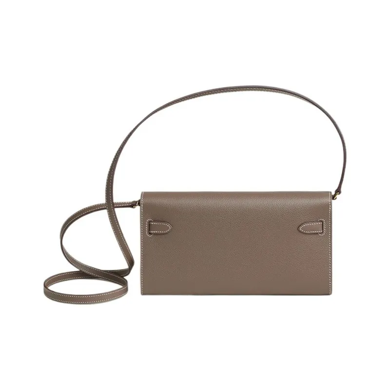 HERMES Kelly Evercolor Leather Wallets Handheld Shoulder Bag Crossbody Bag Women's 18 Etoupe Elephant Gray-1