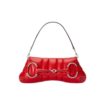 GUCCI Horsebit 1955 Leather Reproduction Shoulder Bag Shoulder Bag Clutch Women's Red