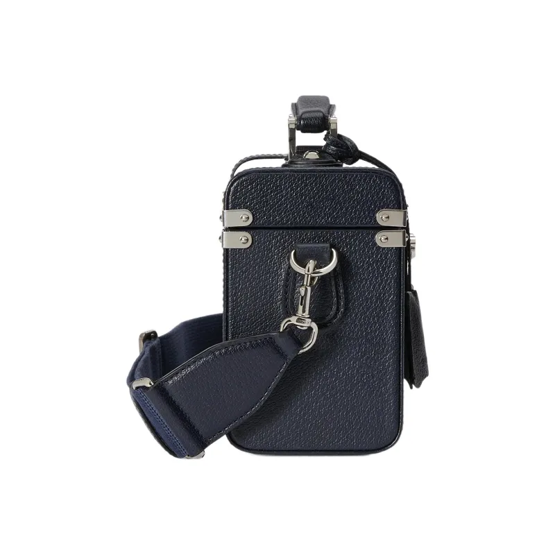 GUCCI Leather Shoulder Bag Crossbody Bag Handbag Makeup Bag Regular Women's Dark Blue-3