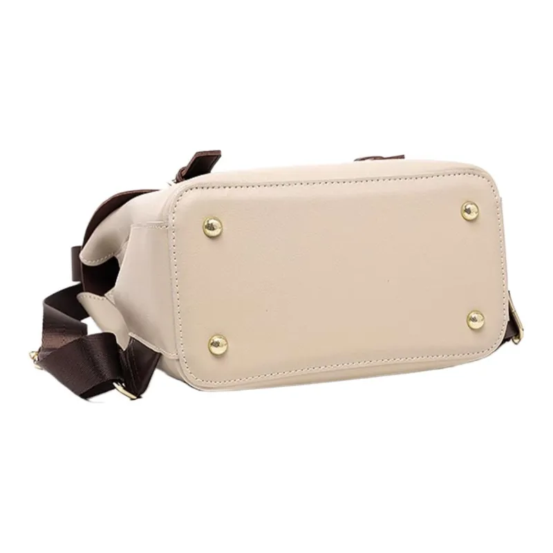 DAPHNE Cow Split Leather Backpack Women's Apricot/Coffee-4