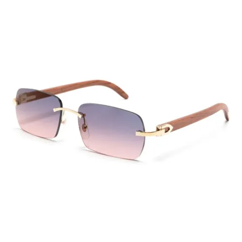 CARTIER Acetate Rectangular Sunglasses Women's Brown