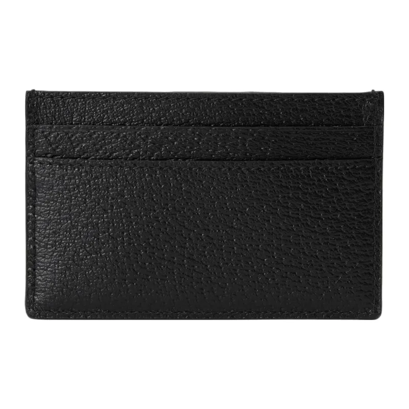 GUCCI Leather Card Holder Regular Men's Black/Gray-2