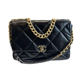 CHANEL 19Bag Cow Leather Handbag Crossbody Bag Shoulder Bag Women's Black