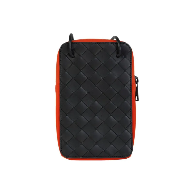 Bottega Veneta Intrecciato Genuine Leather Crossbody Bag Shoulder Bag Unisex Orange Red-2