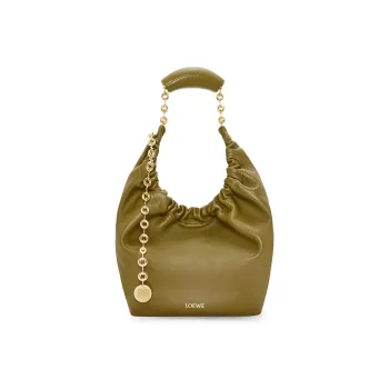 LOEWE Nappa Sheep Leather Shoulder Bag Crossbody Bag Handbag Small Size Women's Olive Green
