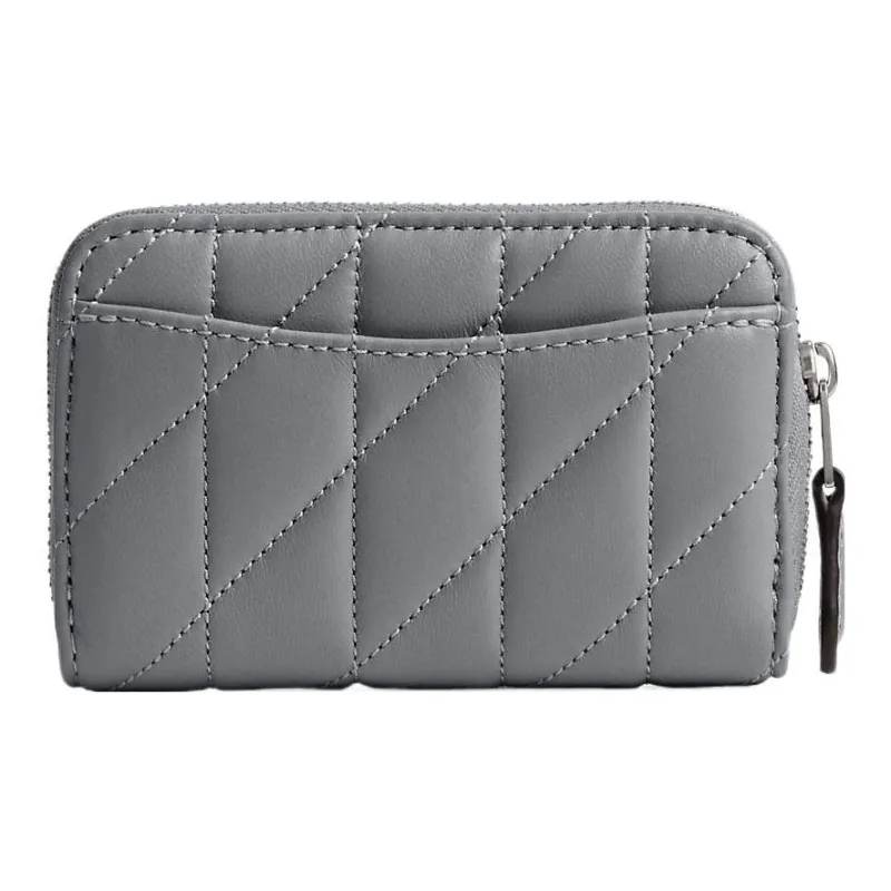 COACH Zip Around Nappa Leather Coin Purse Wallet Trumpets Women's Gray-1