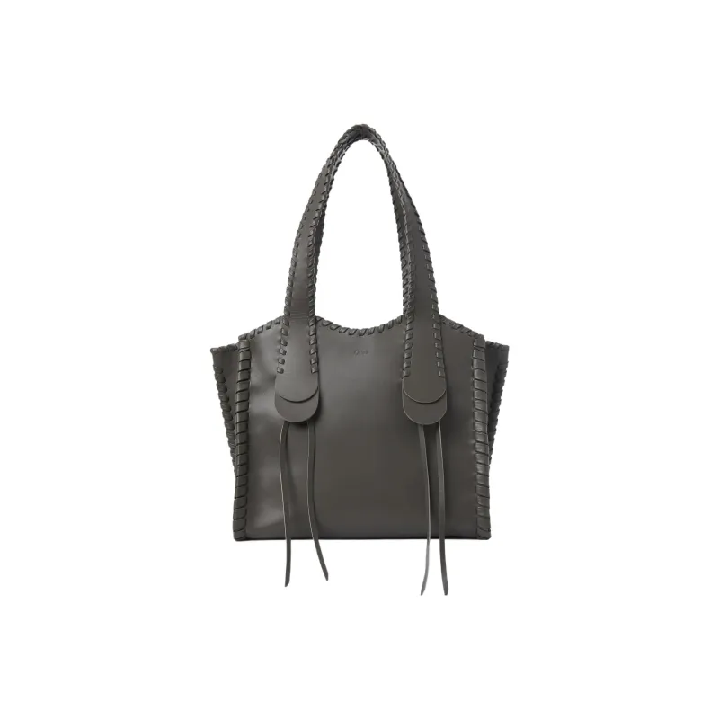 Chloe Mony Shiny Calfskin Tote Bag Shopping Bag Handbag Medium Size Women's Elephant Gray-0