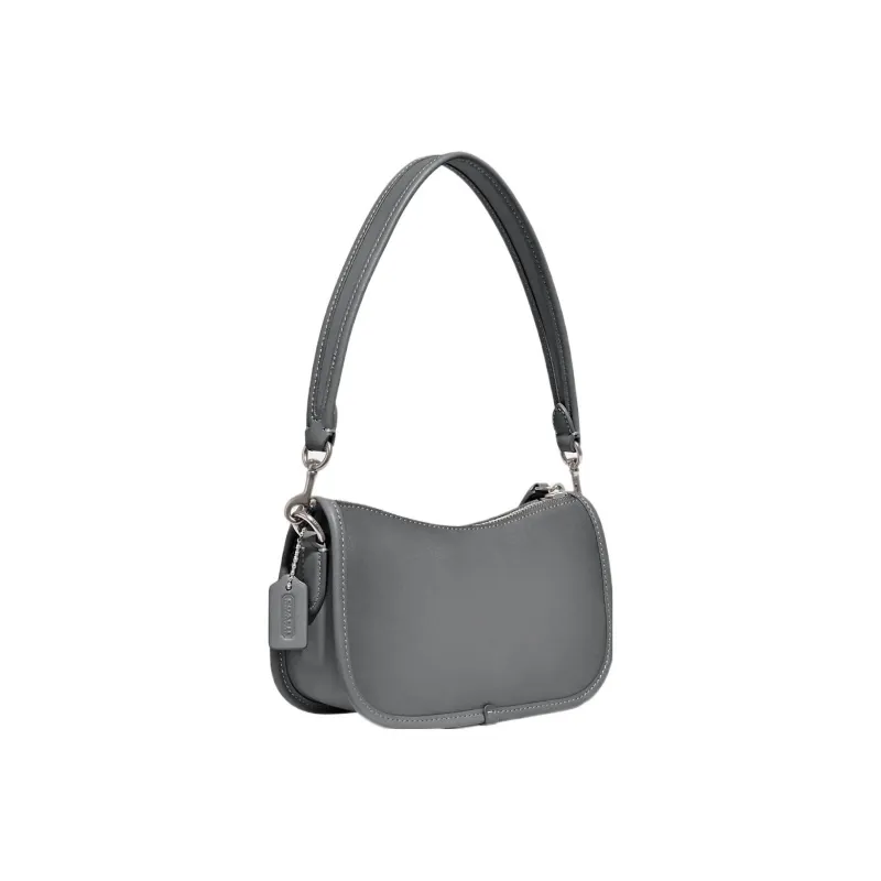 COACH Swinger Cow Leather Saddle Bag Handbag, Shoulder Bag Women's Dark Gray-1