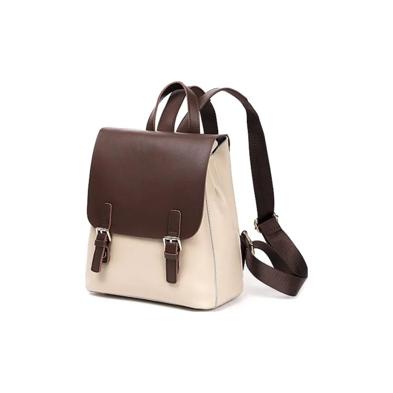 DAPHNE Cow Split Leather Backpack Women's Apricot/Coffee-1