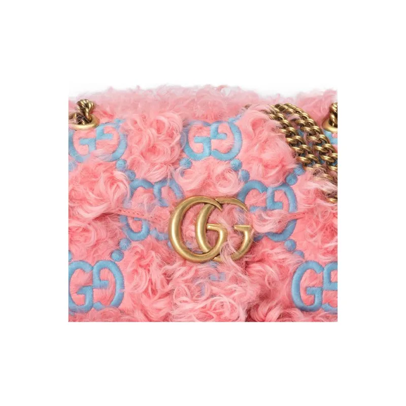 GUCCI Marmont Fabric Shoulder Bag Crossbody Bag Small Size Women's Pink-7
