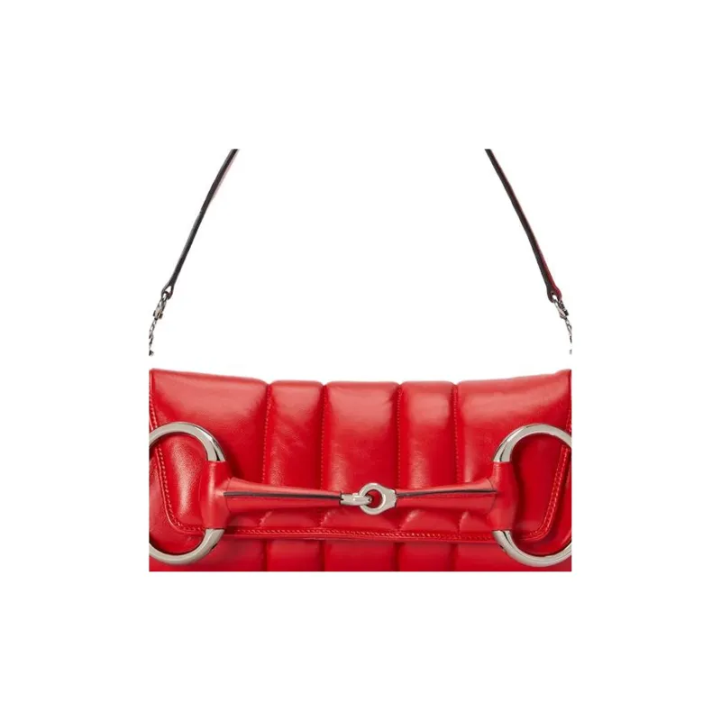 GUCCI Horsebit 1955 Leather Reproduction Shoulder Bag Shoulder Bag Clutch Women's Red-9