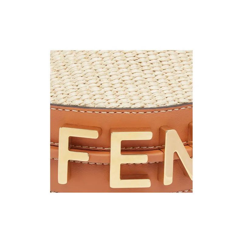 FENDI Fendigraphy Calfskin With Canvas Wrist Bag Extra Mini Women's Beige-2