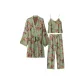 Orange Spiraea Viscose Print 3 Pcs Clothing Sets