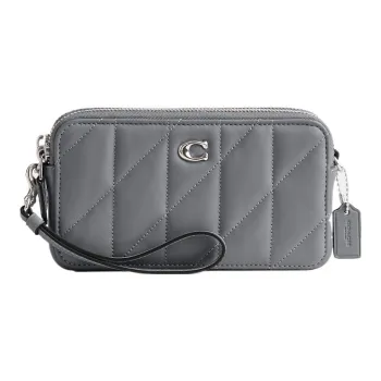 COACH Kira Leather Wrist Bag Clutch Trumpets Women's Gray