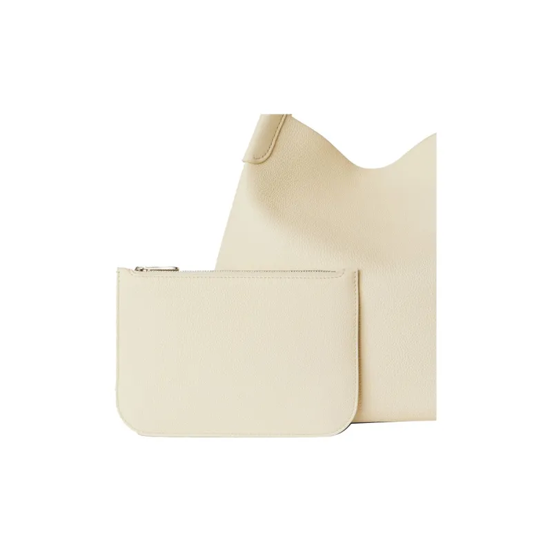 Loro Piana Cow Leather Handbag, Shoulder Bag, Crossbody Bag, Handbag Tubas Women's Soft White-5