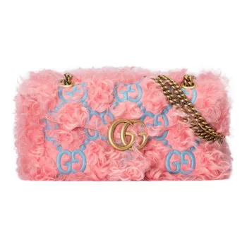 GUCCI Marmont Fabric Shoulder Bag Crossbody Bag Small Size Women's Pink