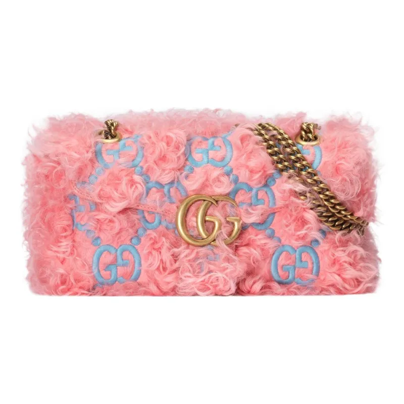 GUCCI Marmont Fabric Shoulder Bag Crossbody Bag Small Size Women's Pink-0