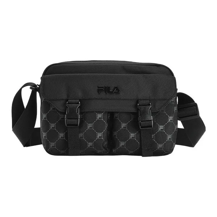 FILA Fabric Vintage Messenger Bag Shoulder Bag Crossbody Bag Men's Black-0