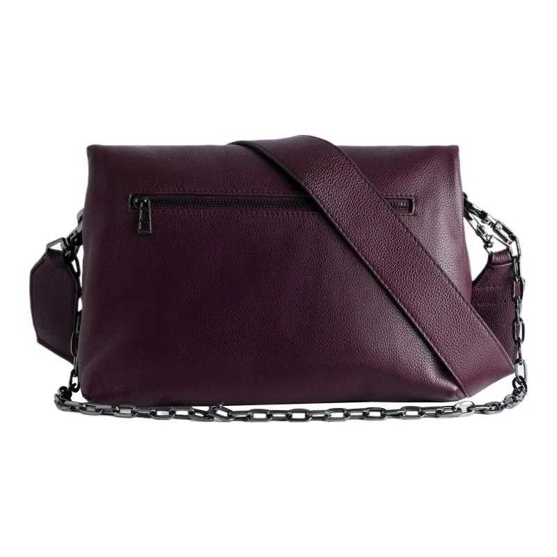 Zadig & Voltaire Rocky Grained Calfskin One Shoulder Crossbody Clutches Regular Women's Burgundy-2