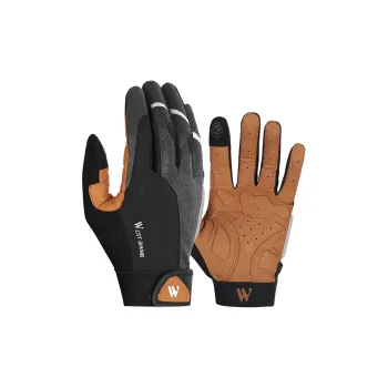 WEST BIKING Riding Equipment Cycling Glove Unisex Lycra Fabric PU Leather Gray Brown
