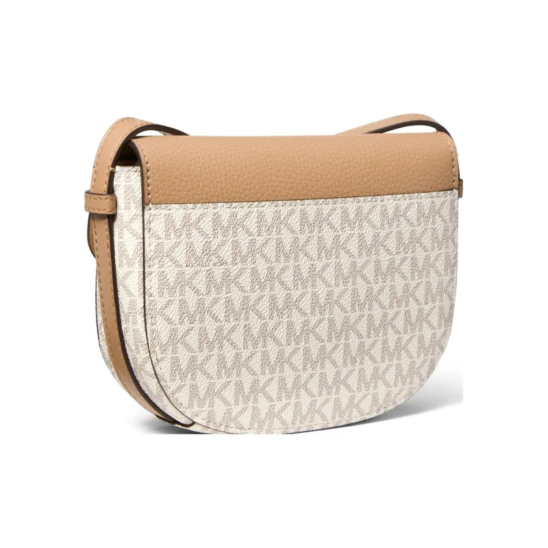 MICHAEL KORS Canvas With Leather Saddle Bag, Shoulder Bag, Crossbody Bag Trumpets Women's Vanilla White/Camel/Black-6