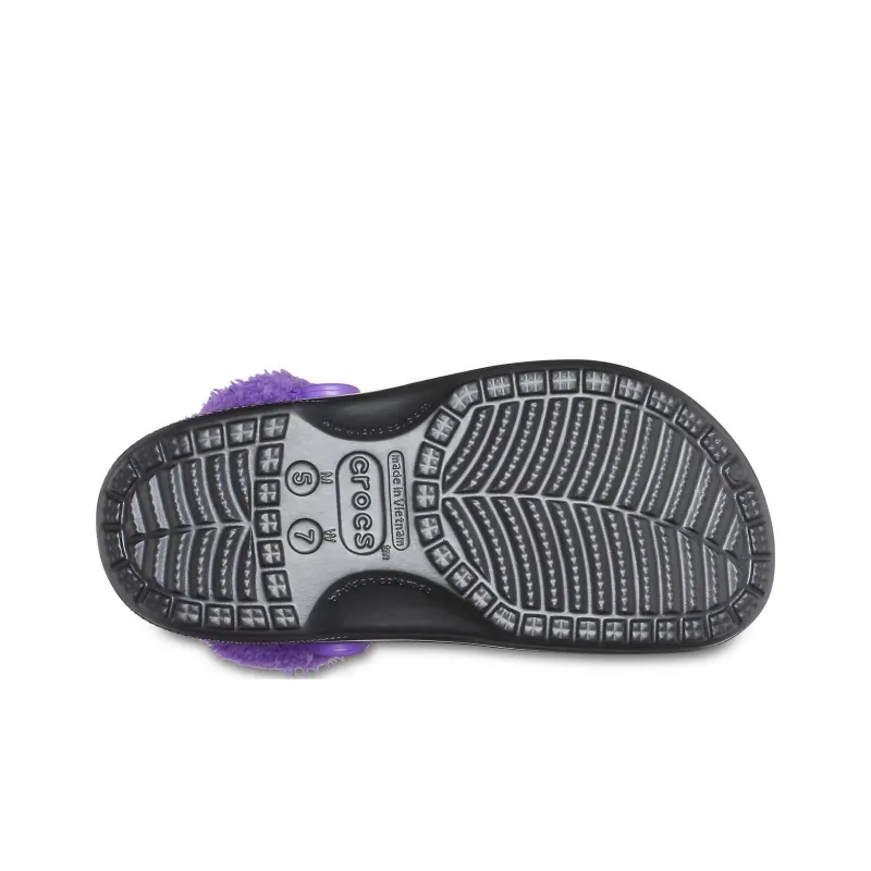 Crocs Baya Lined Fuzz Strap Clogs 'Black Purple'-5