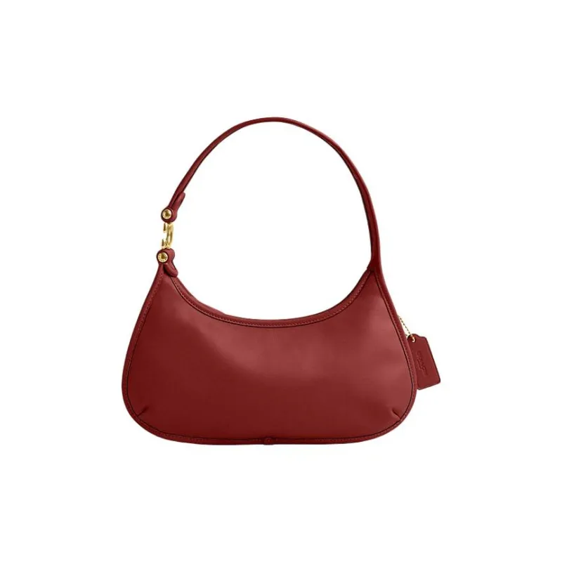 COACH Eve Glove Tanning Saddle Bags One Shoulder Handbags Large Size Women's Red-0