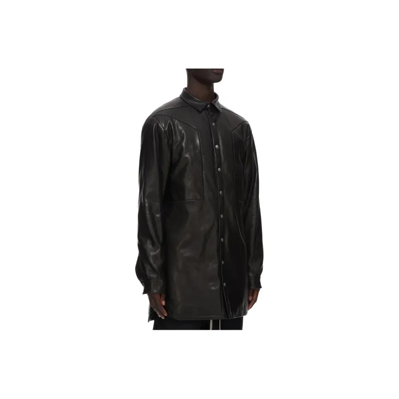 RICK OWENS Jumbo Fogpocket Leather Shirt Jacket-2