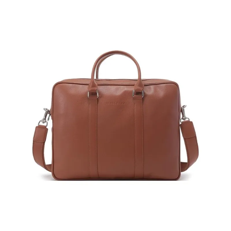 LONGCHAMP Cow Leather Laptop Bag One Shoulder Portable Briefcase Regular Men's Caramel-0