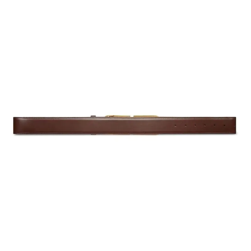 Balenciaga Gold Logo Plaque Plate Buckle Leather Belts Unisex Brown Width 2.8CM-1