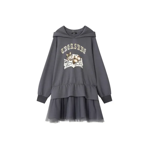 ELF SACK Long-Sleeved Dresses Women's Sweet And Cool Silver Gray