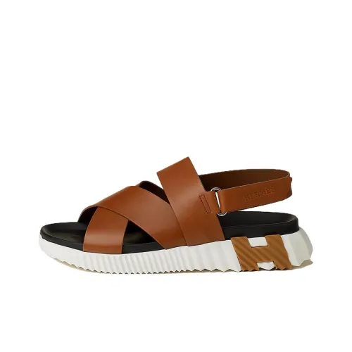 HERMES Electric Beach Sandals Men's Light Yellow Umber