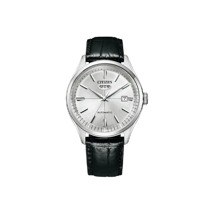 CITIZEN Automatic/Manual Mechanical Movement Cow Leather Strap Watch 40.2mm Women's Watch Silver Dial NH8391 01A-0