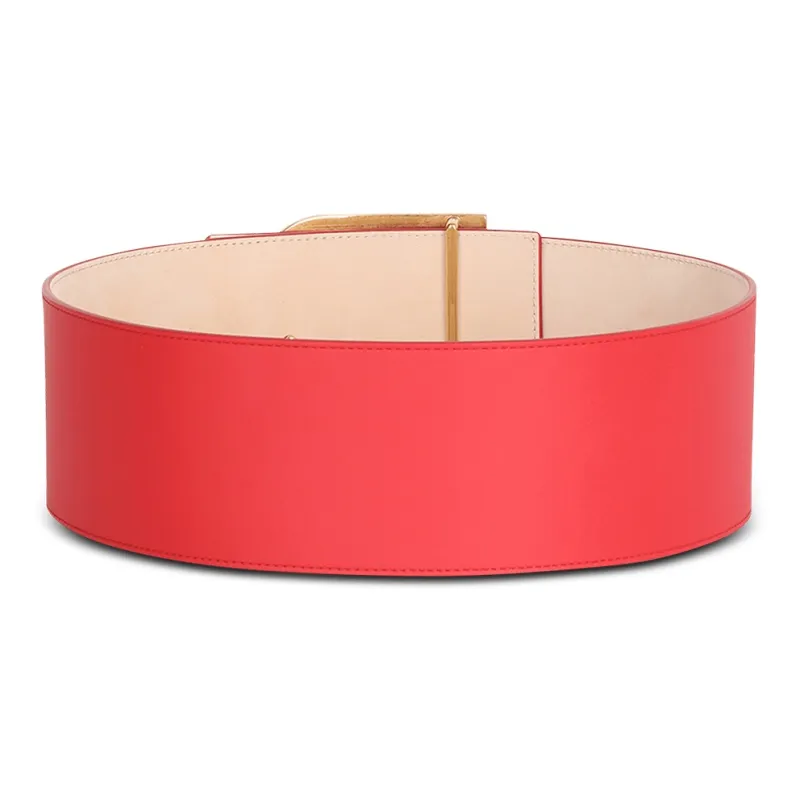 BALMAIN Letter B Logo Smooth Buckle Leather Belts Women's Pink Width 7.5cm-1