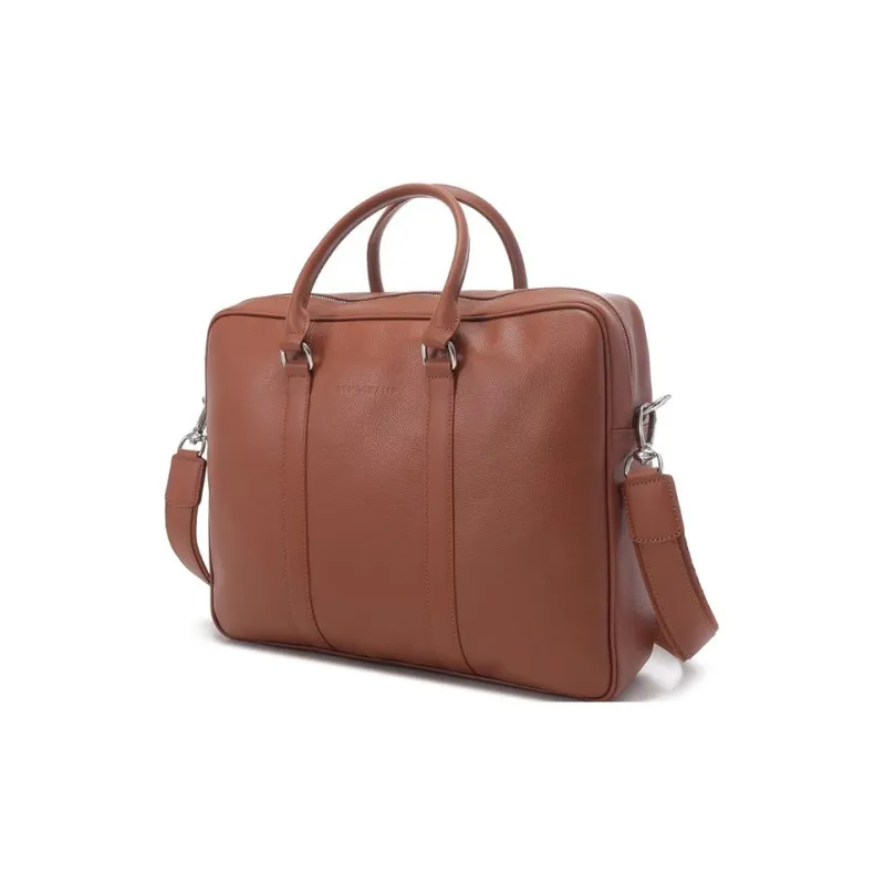 LONGCHAMP Cow Leather Laptop Bag One Shoulder Portable Briefcase Regular Men's Caramel-1
