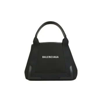 Balenciaga Cotton With Calfskin Tote Bag, Shopping Bag, Handbag Women's Black