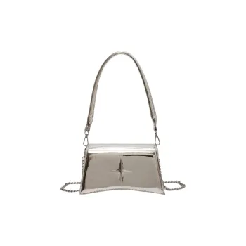 NOMK PU Small Square Bag Shoulder Bag Crossbody Bag Women's Silver