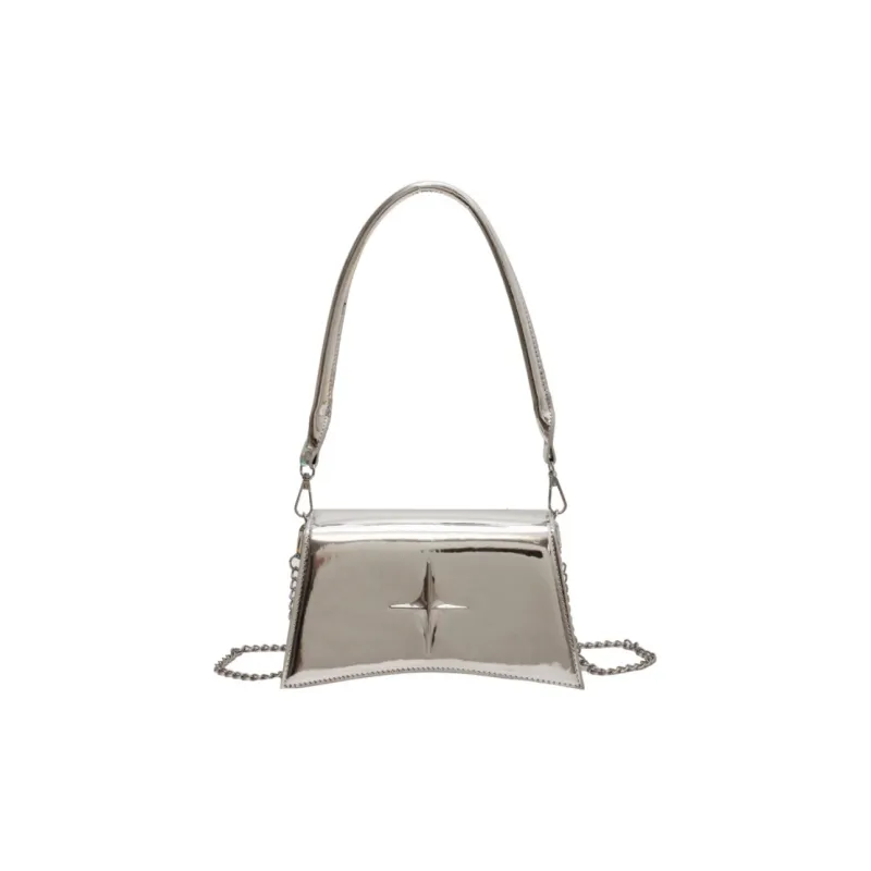 NOMK PU Small Square Bag Shoulder Bag Crossbody Bag Women's Silver-6