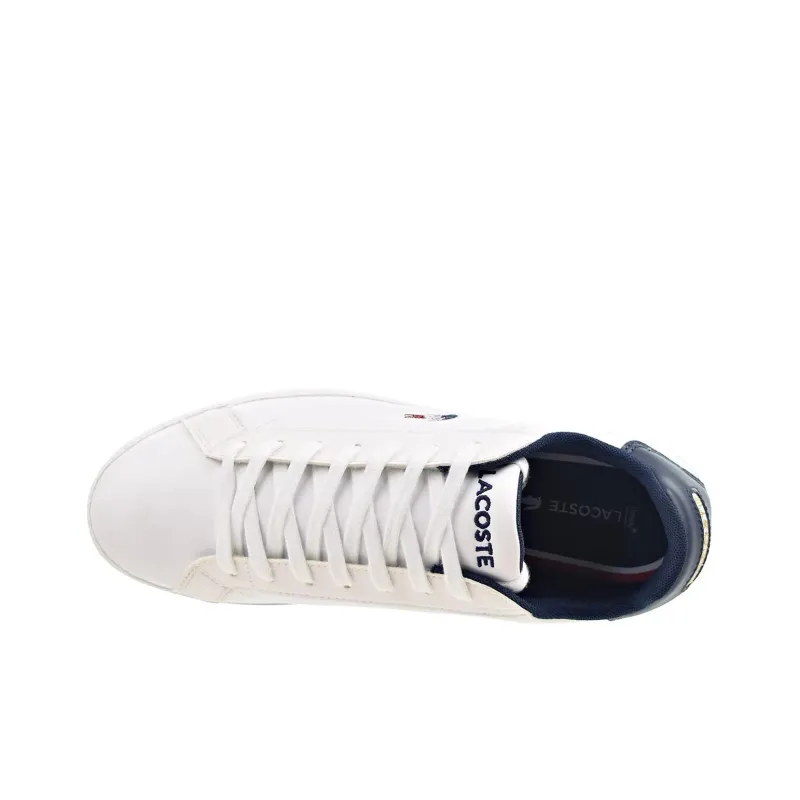 LACOSTE Slip Resistant Low Top Skateboard Shoes Men's White Blue Red-2