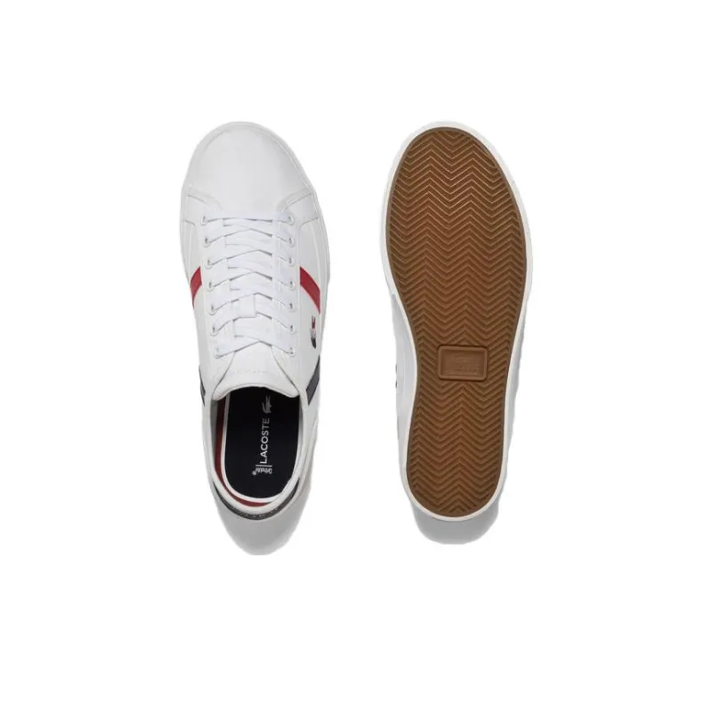 LACOSTE Slip-Resistant Low-Top Skateboard Shoes Men's White Red Blue-4