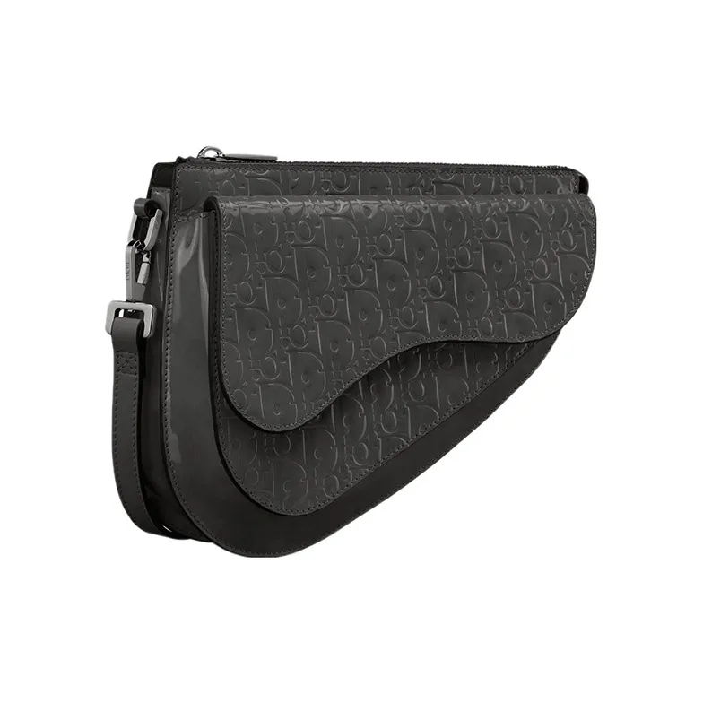 DIOR Oblique Gravity Leather Saddle Bag Handbag, Shoulder Bag Men's Black-3