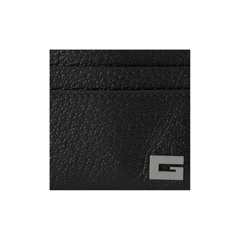 GUCCI Leather Card Holder Regular Men's Black/Gray-4