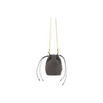 Chloe Marcie Wool Lambskin Patchwork Calfskin Bucket Bags Shoulder Bag Crossbody Bag Mini Women's Gray