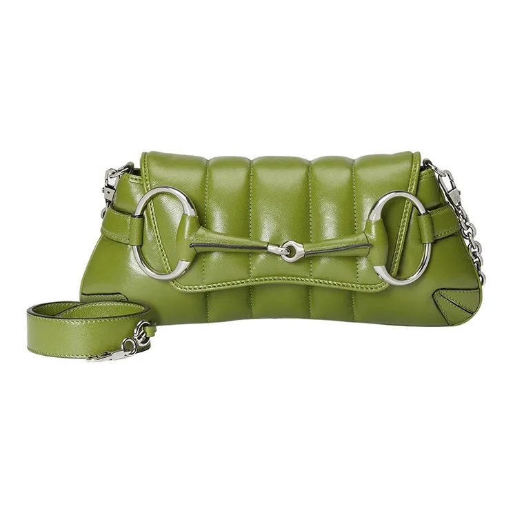 GUCCI Horsebit 1955 Leather Reproduction Shoulder Bag Shoulder Bag Clutch Women's Green-1