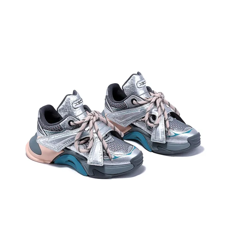BELLALILY Anti Slip And Wear Resistant Height Increasing Low Top Chunky Sneakers 5cm Women's-3