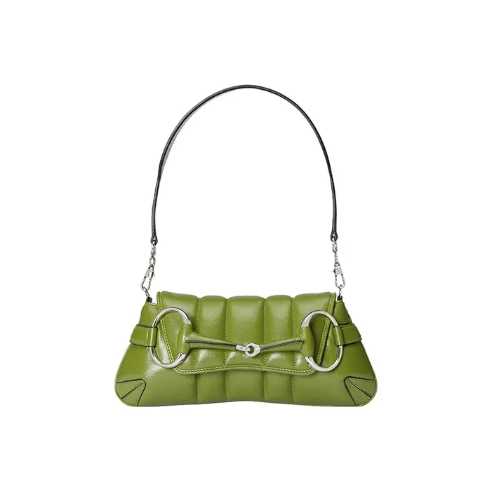 GUCCI Horsebit 1955 Leather Reproduction Shoulder Bag Shoulder Bag Clutch Women's Green-2