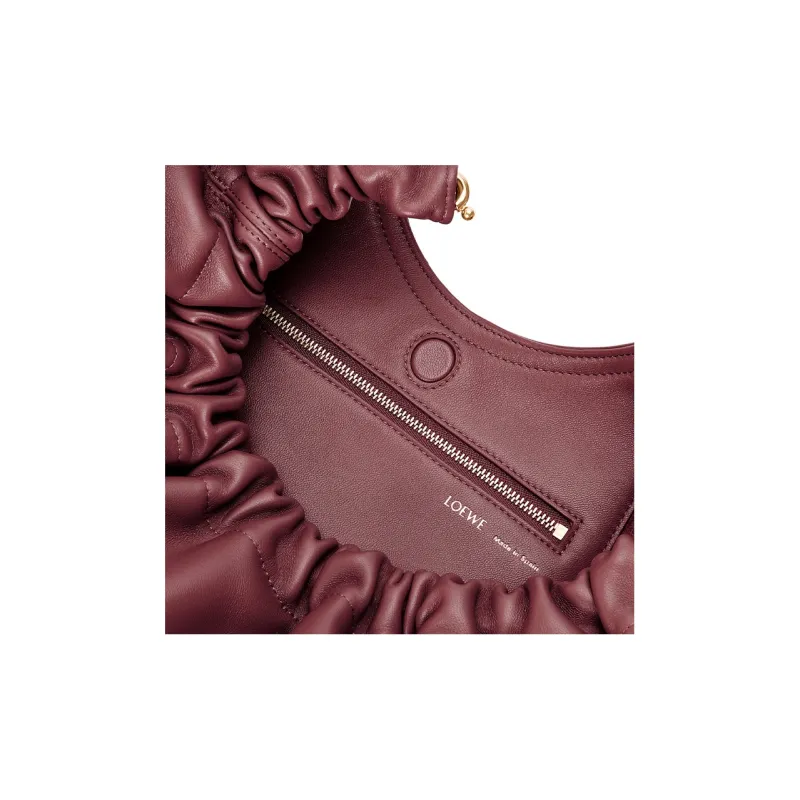 LOEWE Nappa Sheep Leather Shoulder Bag Crossbody Bag Handbag Medium Size Women's Burgundy-6
