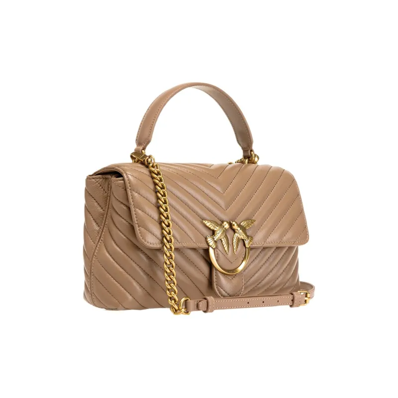 PINKO Sheepskin With Cow Leather Handbag, Shoulder Bag, Crossbody Bag Regular Women's Light Umber-1